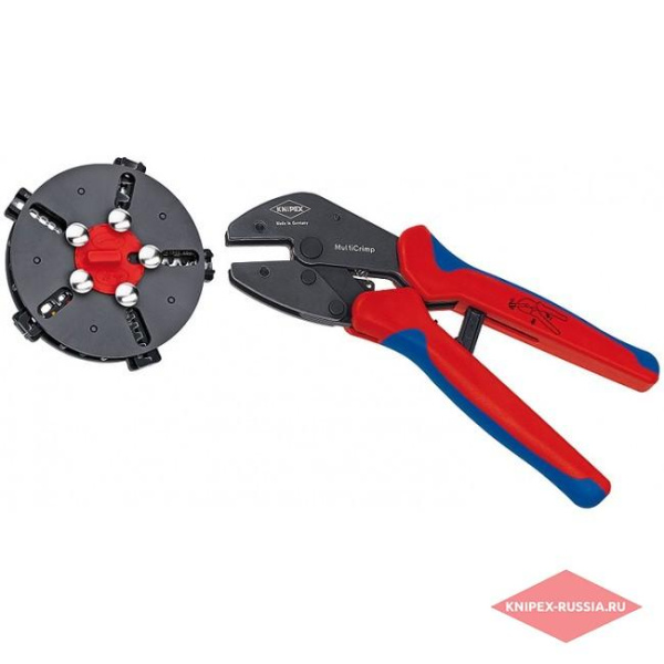 Инструмент для опресовки кабельных наконечников "KNIPEX" 5 насадок (0,2-6мм/кв,1,5-10мм.)  KN-973302 в Екатеринбурге 