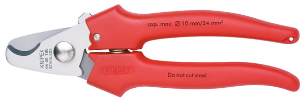 Кабелерез KNIPEX пружина, рез: кабель d 10 мм (24 мм, AWG 3), L-165 мм, хирург. сталь, ударопроч. 1К ручки KN-9505165SB в Екатеринбурге 