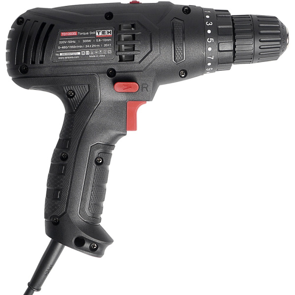 Сетевой двухскорострой шуруповерт TEH TD1003S Двухскоростной шуруповерт, мощность 300 Ватт. Самозажимной в Казани