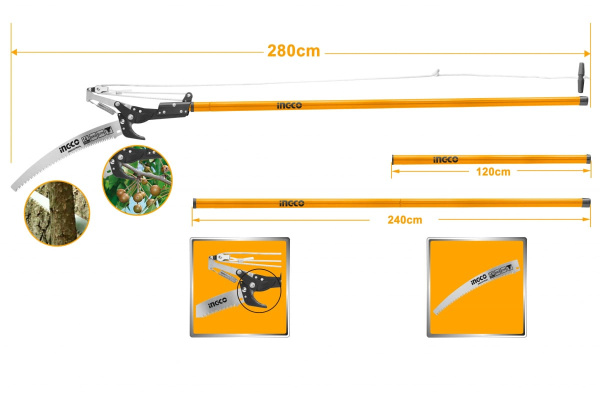 Штанговый сучкорез с пилой INGCO 2.8 м HEPS25281 в Казани 