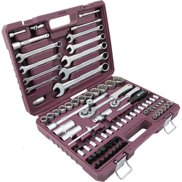 Набор инструмента THORVIK 1/4", 1/2"DR с головками торцевыми 12-гранными, 82пр.  054008 в Казани 