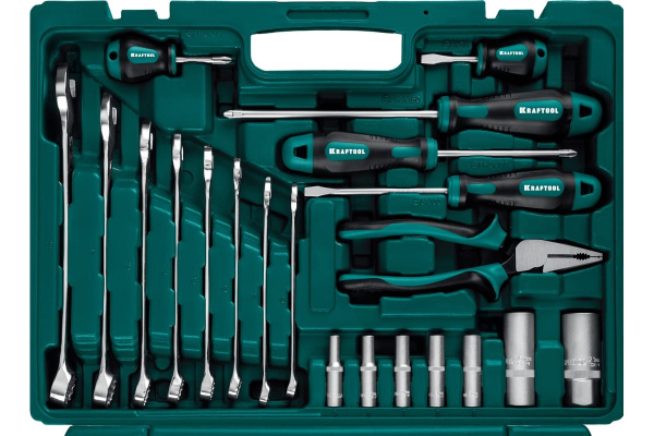 Набор инструмента Kraftool 1/2",3/8",1/4", 76пр.  27889-H76