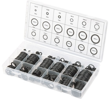 Набор резиновых уплотнительных прокладок Сибртех d.3-22мм. 279пр. 47598 в Екатеринбурге