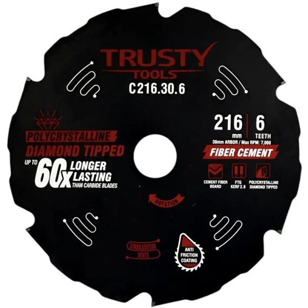 Диск пильный по фиброцементу TRUSTY 216x30 6T C216.30.6 в Казани