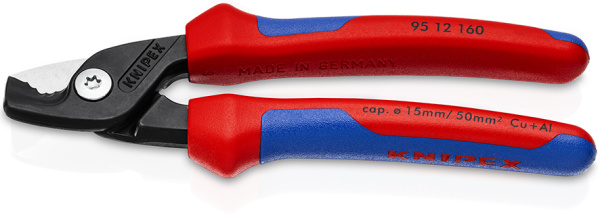 Кабелерез KNIPEX StepCut ступенчатый рез, рез: кабель d 15 мм (50 кв. мм, AWG 1/0), 160 мм, чёрный, KN-9512160SB в Екатеринбурге 