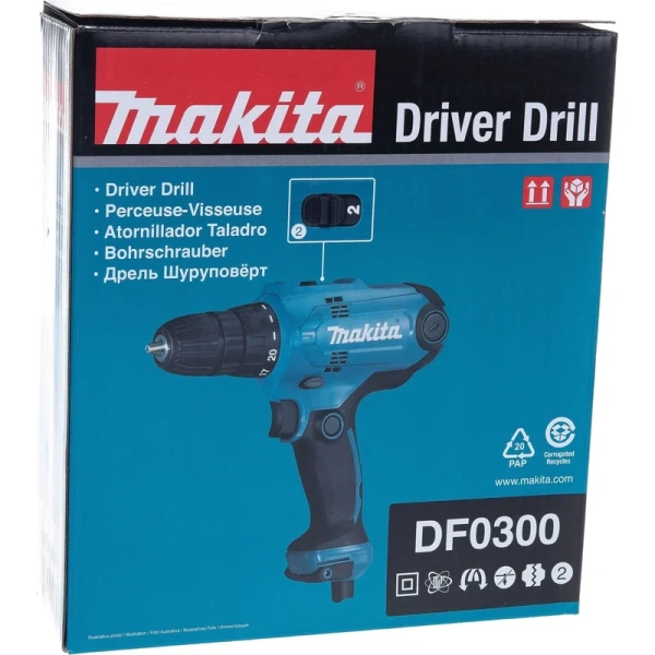 Дрель-шуруповерт сетевая безударная Makita DF0300 + набор бит в подарок в Казани