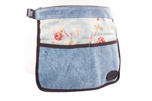 Фартук садовый из кожи и льна на поясе с молний  Bradleys  BTT007 blue