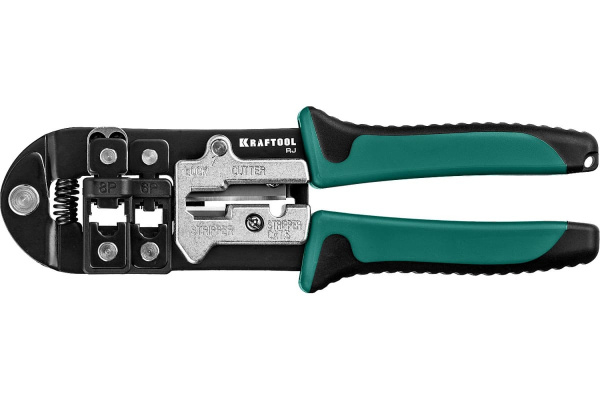 Клещи для обжима контактов Kraftool RJ11/12/45 + кабелерез  22699