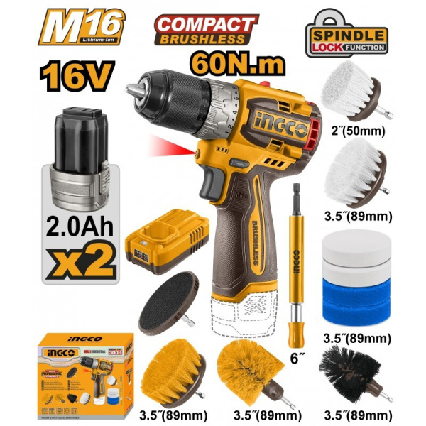 Аккумуляторный шуруповерт б/щ 16В Li-ion, 60 Нм INGCO COSLI240786 INDUSTRIAL