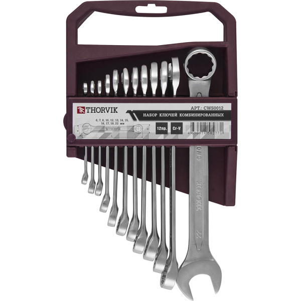 Набор ключей гаечных комбинированных на держателе 6-22 мм,12 пред. Thorvik CWS0012 052046 в Казани 