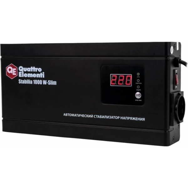 Стабилизатор напряжения Quattro Elementi Stabilia 1000W-Slim (1000 BA, 140-270 B, 2.6кг) настенный  772-562 в Екатеринбурге