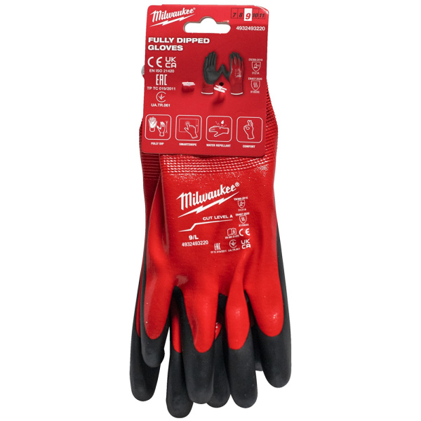 Перчатки защитные Milwaukee Fully DipCut Level 1/A 9/L 4932493220