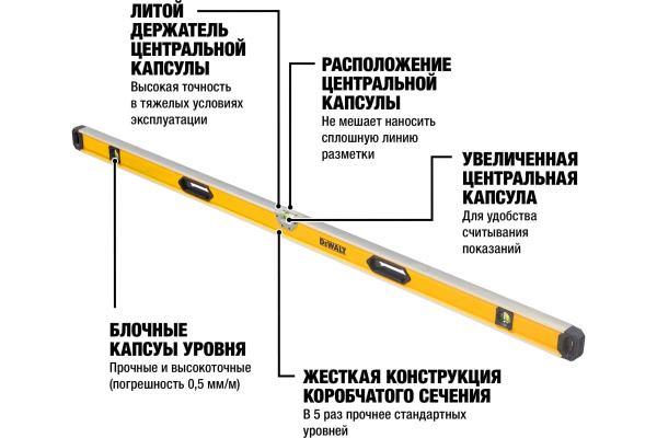 Уровень DeWalt"180 см 3 глазка магнитный  DWHT0-43172 в Казани 
