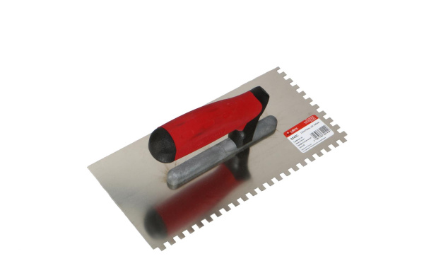 Гладилка из нержавеющей стали "CORTE" 130х270мм. 6х6 зуб 2-хкомпонентная рукоять  0242C