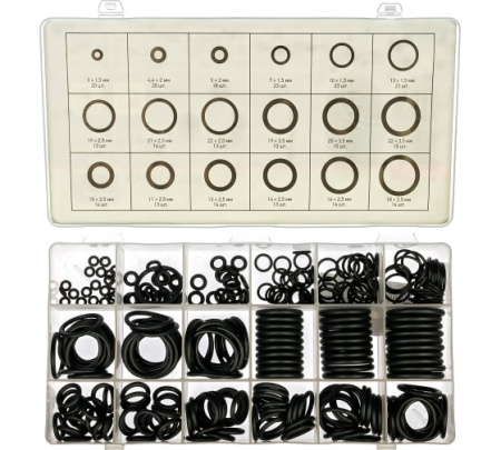 Набор резиновых уплотнительных прокладок Сибртех d.3-22мм. 279пр. 47598 в Екатеринбурге
