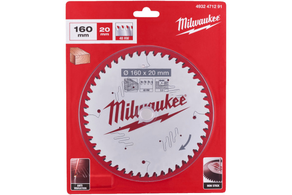 Пильный диск Milwaukee по дереву 160х20х2,2 Z48 4932471291