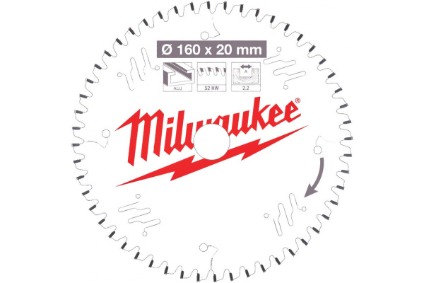 Пильный диск Milwaukee по дереву 160х20х2,2 Z52 4932471292