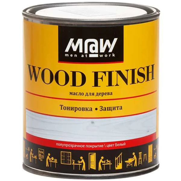 Масло тонирующее Men at Work WOOD FINISH белый 0,75л.  80086 в Казани