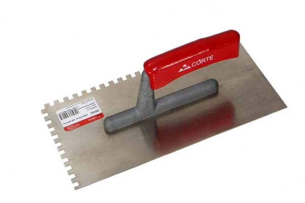 Гладилка из нержавеющей стали "CORTE" 130х270мм. 6х6 зуб деревянная рукоять  0416C в Казани 