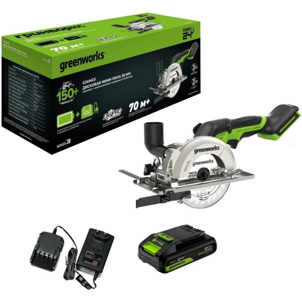 Дисковая аккумуляторная мини пила Greenworks G24MCS в Казани