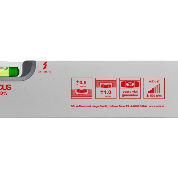 Уровень SOLA AV 80, L = 80 см, 2 глазка,  точн. 0,5мм/м 01111101 в Казани 