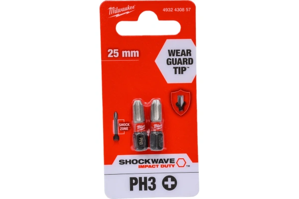 Насадка Milwaukee SHOCKWAVE PH3 25мм 2шт 4932430857