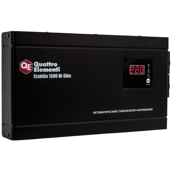 Стабилизатор напряжения Quattro Elementi Stabilia 1500W-Slim (1500 BA, 140-270 B, 3.5кг) настенный  772-579 в Екатеринбурге