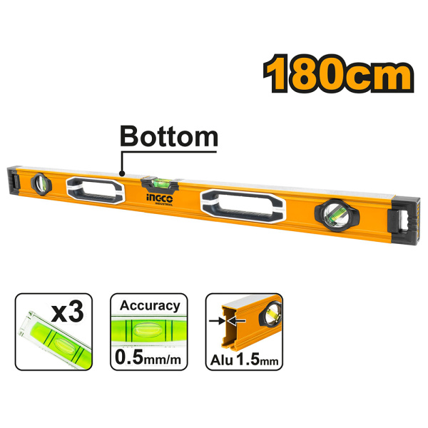 Уровень пузырьковый 180 см INGCO HSL08180 INDUSTRIAL