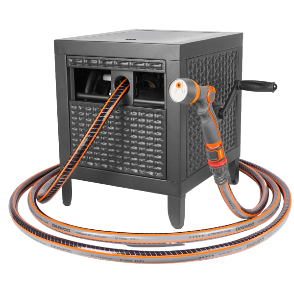 Металлическая катушка со шлангом DAEWOO DecoBOX  45м и набором для полива  DWR 6145 в Казани