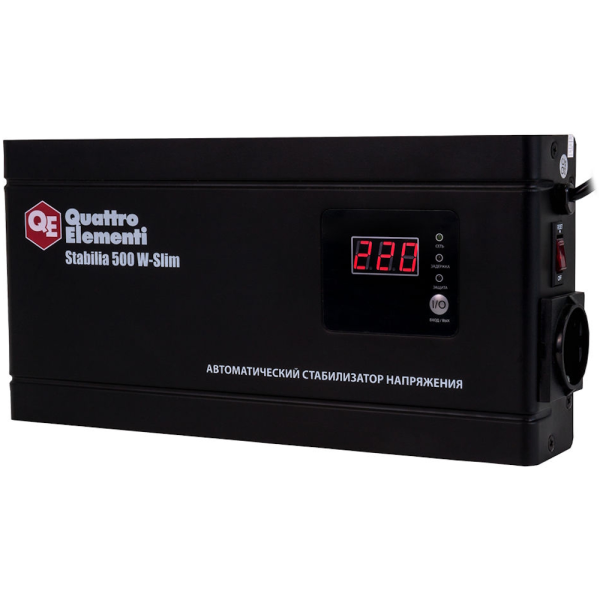 Стабилизатор напряжения Quattro Elementi Stabilia 500W-Slim (500 BA, 140-270 B, 2.3кг) настенный  772-555