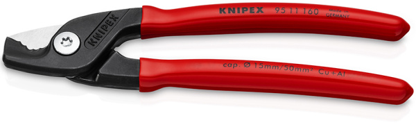 Кабелерез KNIPEX StepCut ступенчатый рез, рез: кабель d 15 мм (50 кв. мм, AWG 1/0), 160 мм, чёрный, KN-9511160SB