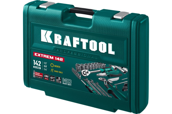 Набор инструмента Kraftool 1/2",3/8",1/4", 142пр.  27889-H142 в Казани 