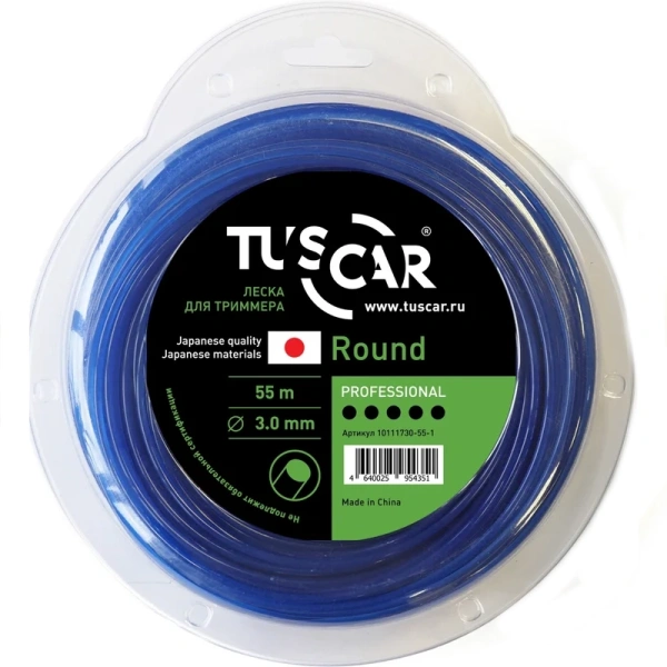 Леска для триммера TUSCAR Round blue Professional, 3.0mm*55m, JQ 10111730-55-1 в Екатеринбурге