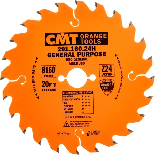 Диск пильный по дереву CMT 160x20x2,5/1,6 15° 15° ATB Z 24  291.160.24H в Казани