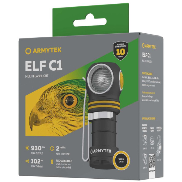 Фонарь Armytek Elf C1 USB-C Теплый F05003W в Казани