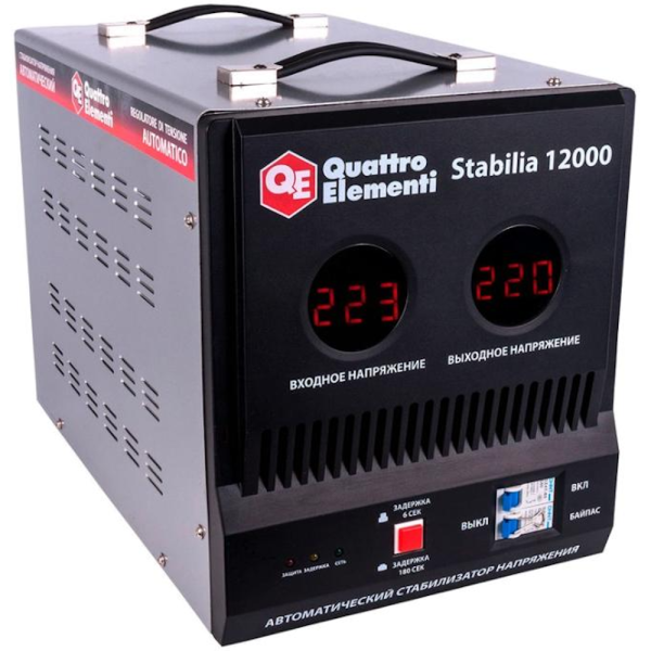 Стабилизатор напряжения Quattro Elementi Stabilia 12000 (12000ВА, 140-270В,байпас, 20,5кг)  772-111 в Екатеринбурге